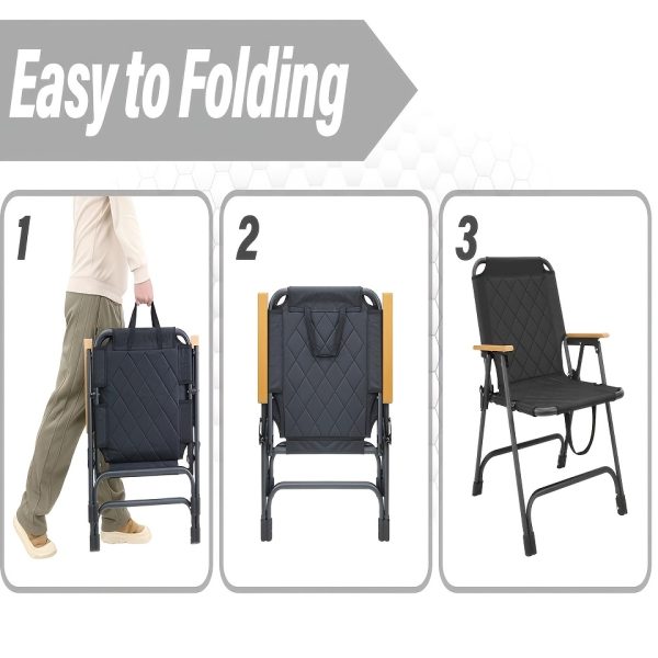 product-fancy-5ee8a9e7-0398-419a-8406-df29687f33d2 1pc Outdoor Foldable Portable Camping Chair with Armrests, Patio Folding Armchair, Beach Vacation Travel Beach Chair, Supports 300 Lbs, Suitable for Camping, Beach, Fishing, Hiking, Patio Use