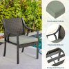 Patio 7pcs Patio Dining Set, All Weather PE Rattan Dining Table Set, Outdoor Dining Sets for 6, Metal Dining Table with Umbrella Hole & 6 Cushioned Chairs for Patio, Yard, Porch