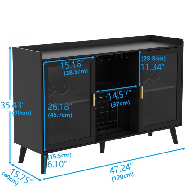 product-fancy-5f88ac33-ff31-4bd3-ba4c-598c94e7b91e Coffee Bar Cabinet With Wine Racks, Wine Bar Cabinet With Glass Holders, Kitchen Buffet Sideboard With Adjustable Storage Shelves, Freestanding Liquor Cabinet For Kitchen, Living Room, Dining Room