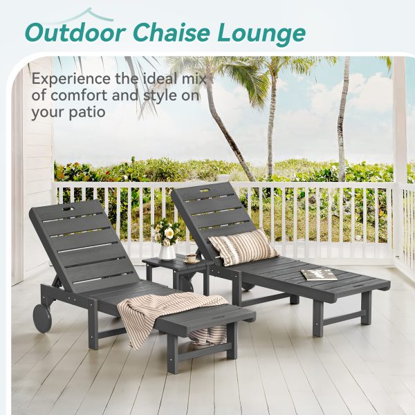 product-fancy-5fa5feae-3840-4474-8c73-41146226b765 Chaise Lounge Chair Outdoor, HDPS Material, Outdoor Pool Lounge Chairs with 5-Position Backrest, Patio Lounge Chair with Wheels for Outside, Poolside, Beach