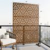 product-fancy-5fac0f1e-e520-4e45-a342-f36c4b229c55 Walnut Brown Metal Privacy Screen 76"X48" Freestanding, Premium Indoor Outdoor Decorative Fence Panel Divider for Deck Balcony Patio Backyard Lawn Garden Pool Yard Porch Front Yard Bedroom Living Room Office Studio Entryway Hallway Decorative Fence