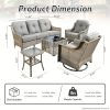 product-fancy-5fd71a99-fce0-4b4e-91ab-d843ee7dec13 5pcs Outdoor Patio Furniture Set with 2 Swivel Chairs, 1 Outside Sofa, 1 Side Table and 1 Solar Lighting Glass Coffee Table - All-Weather Wicker Patio Conversation Set Modern Design for Garden, Deck, and Porch Decor
