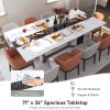 product-fancy-5fe0275a-5af4-4c79-a5e5-174b5cf8d116 Waterproof and Scratch-Proof Dining Table - Luxurious 71-Inch Large Rectangular with Marble-Color Wood Top - Adjustable V-Shaped Legs for 4-7 People - Ideal for Family Dinners, Office, Kitchen, Living Room