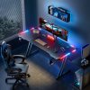 product-fancy-5fe45c0a-26a9-4895-a20a-923ded549b1b HOME DESK Gaming Desk With LED Lights Carbon Fibre Surface Gaming Table Large Computer Desk Ergonomic Home Office Desks Z Shaped PC Gamer Workstations With Headphone Hook & Cup Holder