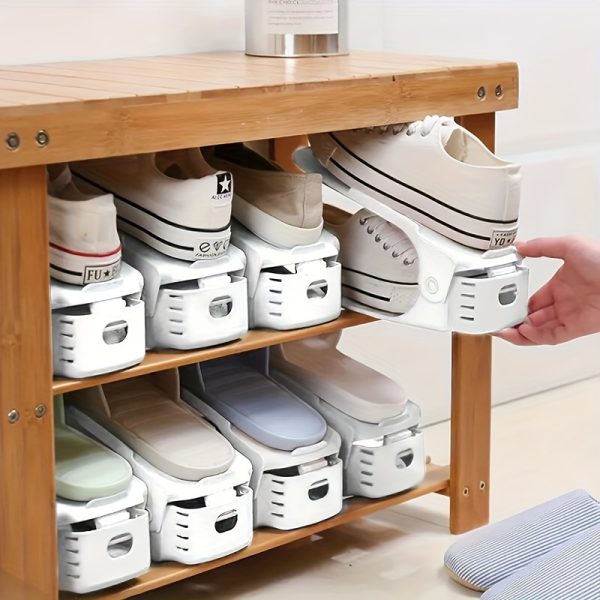 30-Pack Adjustable Shoe Storage Slots, Space-Saving Plastic Shoe Rack for Closet, Entryway, Hallway, Living Room, Bedroom, Easy Stackable, No Power Required, Home Organization Solution for Shoe Storage