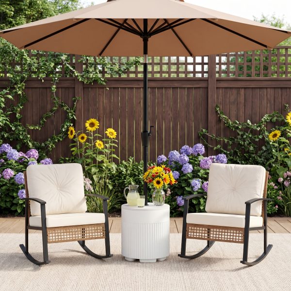 [2-in-1 Umbrella Stand] 14.6in Patio Umbrella Base Side Table, 2-in-1 Outdoor Umbrella Stand with Tabletop - Heavy Duty Umbrella Holder And Accent Table for Garden, Deck, Poolside, Beach