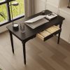 product-fancy-601ac757-6c7e-4143-925f-7415b9372d56 47.2'' Classic Rubberwood Writing Desk with Artistic Legs And Storage Drawer, Modern Computer Desk Workstation with Spacious Desktop, Timeless Design for Home And Office, Black