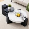product-fancy-6043db44-0f96-4c2f-9b06-32bfbb847c64 MUUOKY Modern Round Nesting Coffee Table with Faux Marble Top & Glass Side Table - 24” Center Table Suitable for Living Room, 2-Tier Space-Saving, Easy Assembly, Luxury Apartment Furniture, Engineered Wood Base for Small Homes