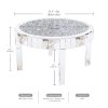 AESOME Glam Silver Mirrored Round Coffee Table Crushed Diamond Accent Side Table With Beveled Glass Edge Modern Center Table For Living Room And Office (31.5" D X (31.5" W X 18.3" H)