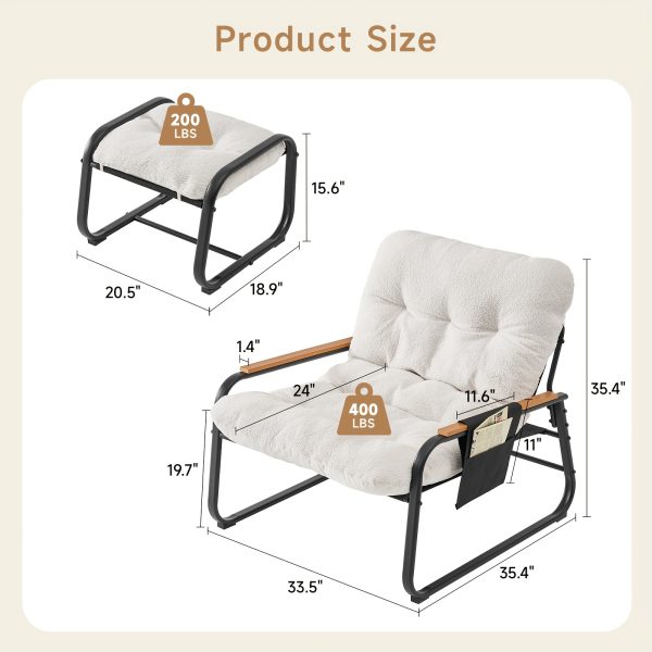 product-fancy-609799a3-ece1-4b7b-9a2b-1afa6aac3794 Outdoor Terrace with Footstool Rocking Chair, Oversized Papasan Chair with Cushion for Comfortable Reading, Suitable for Deck/Garden/Terrace/Camping, Outdoor Terrace Furniture. Beige