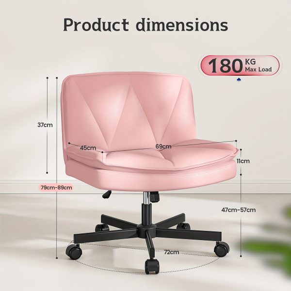 product-fancy-609881bb-d428-4bc2-851c-8a8474efad25 27" W Criss Cross Chair With Wheels, Cross Legged Office Chair, Comfy Vanity Chairs With Wheels And Back, Swivel Armless Office Chairs, 2-Layer Cushion, Height Adjustable, Home Office