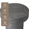 Modern Sculptural Mgo Outdoor Side Table, Grey Faux Wood And Stone Cylinder Nesting Table Set, Weather-Proof Concrete Garden Stool for Patio Living Room