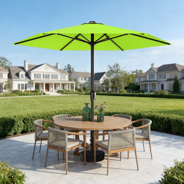 [Heavy Duty Patio Umbrella] 9ft Outdoor Umbrella, Heavy Duty Patio Umbrella with Crank, 6 Sturdy Ribs, UV Block for Market, Pool, Backyard, Garden (Base Sold Separately)