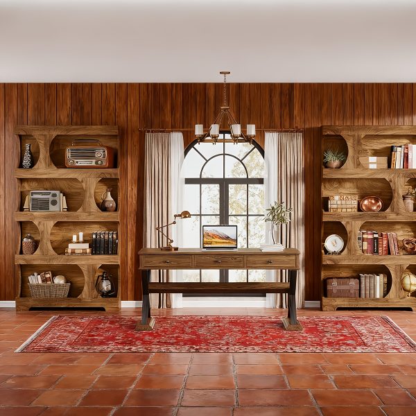 product-fancy-60ba7e1b-f0d7-44a9-bf76-d35da218adb7 71-inch Tall 4-Tier Solid Hardwood Bookcase with Storage Shelves - Modern Freestanding Bookshelf, Natural Wood & / Painted Shelves, Sturdy Floor-Standing Design for Living Room, Bedroom, Home Office - Easy Assembly Required