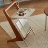 product-fancy-60be64c8-0519-411a-8615-d3d005a6d49c Black Z-Shaped End Table Featuring a Glass Top And Magazine Holder, Perfect As a Retro Accent Table Or a Small Coffee Table with Storage for Your Living Room Or Bedroom