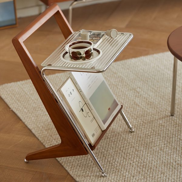 product-fancy-60be64c8-0519-411a-8615-d3d005a6d49c Black Z-Shaped End Table Featuring a Glass Top And Magazine Holder, Perfect As a Retro Accent Table Or a Small Coffee Table with Storage for Your Living Room Or Bedroom