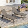 product-fancy-60f2ea68-1e67-4e9e-b4e3-dee744955156 2pcs Aluminum Chaise Lounge Chairs with Wheels Outdoor Adjustable Recliner Five-Position and Full Flat All Weather for Patio, Beach, Yard, Pool