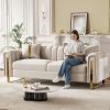 product-fancy-60f8d2cf-38fa-43e7-af50-614fb109d76a Set of 2 67" 2-Seater/ 84.7" 3-Seater Chesterfield Sofas Luxury Velvet Couches Modern White And Golden Sofas for Living Room, Mid-Century Victorian Loveseats with Removable Cushions And 2 Toss Pillows And Golden Metal Legs