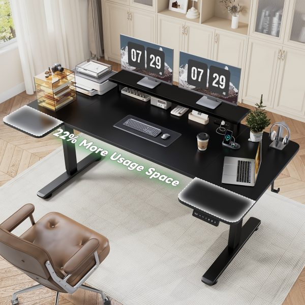 product-fancy-610836bc-2d05-49a8-94c3-292368ac89f0 71×36 Standing Desk Electric Adjustable Height Desks, Home Office Desks With Cable Management, Monitor Stand, 2 Hooks, 5 Power Outlets, 3 Memory Adjustable Height Computer Desk