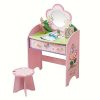 product-fancy-6148cba7-bed5-4513-a4fa-b46eb604a14e Kids Vanity Set - Princess Deluxe Vanity Table Set 2-in-1 Wooden Writing Desk & Stool, Mirror & Drawer, Perfect for Kids' Pretend Play, Developing Creativity And Fine Motor Skills, Durable Construction, Easy to Assemble, Best for Girls Christmas Gift