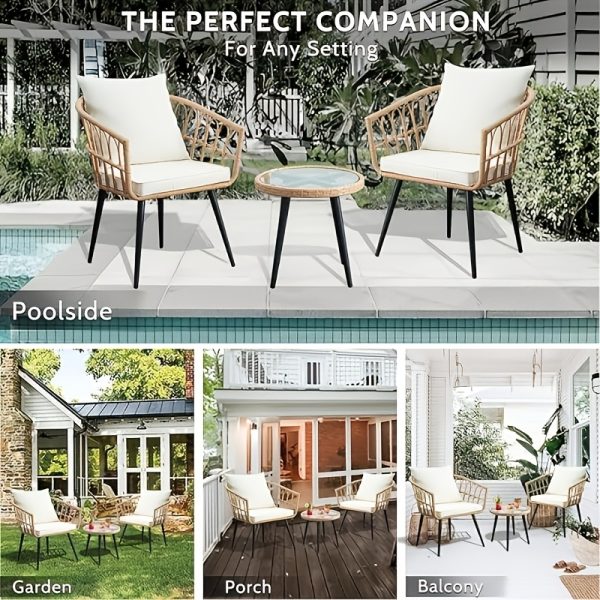 product-fancy-614b9276-4941-4f27-b591-27922df2389f Rattan Patio Bistro Set | Outdoor Balcony Furniture, Table and Chair Set, Suitable for Porch Backyard Patio, Yellow/Beige