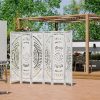 product-fancy-614c574b-008e-422a-9324-ad722d94ff9f 3/6 Panel Boho Folding Room Divider - Carved Wood Privacy Screen, Adjustable Indoor/Outdoor Farmhouse Partition with Lightweight HDF Board & Wood Veneer Panels, Portable Room Divider for Home, Office, Garden, Patio Suitable for Privacy Screening