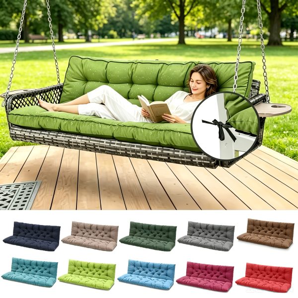 product-fancy-61656738-5802-4714-87cc-6be6ffc6bdac 3-Seater Waterproof Outdoor Porch Swing Cushion with Backrest - Suitable for Outdoor Furniture, Thick 5" Cushion, Machine Washable Suitable for Patio Bench, Garden Swing Chair, Backyard Cushions for Poolside and Deck