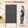 [Outdoor Privacy Fence] 38" X 71" Outdoor Privacy Fence Screen, Black Wooden Slatted Panels With Sturdy Metal Stakes, 12" Ground Insert, Garden Privacy Fence For Air Conditioner Cover, Patio, Yard, Pet Fence And Outdoor Decoration