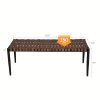 Grand Patio Bench, 2-Seat Leather-Look Wicker Bench with Tapered Legs, Outdoor Bench for Small Front Porch Entryway