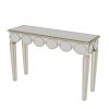 AESOME Luxury Elegant Mirrored Console Table 47.24 Rectangular Silver Mirrored Entryway Table Lantern-Shape Pattern Decor with Golden Rim Legs Sofa Side Tables Long Hallway Table for Foyer, Entrance, Offices Decor