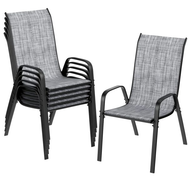 product-fancy-61b4b623-af70-48a1-b998-db31b5ef8a56 8/6pcs Patio Chairs, All Weather Textilene Fabric & Metal Frame, W/Armrests, Strenthened Iron Spacers, 330 LBS, Outdoor Chairs Set For Backyard, Poolside, Garden