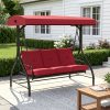product-fancy-61dd7a0b-354a-4299-924e-29bbb7c45772 3-Seat Outdoor Porch Swing with Stand, Convertible Porch Swing Bed with Adjustable Canopy for Adults, Patio Swing Chair with Thickened Cushions for Yard Garden Deck 750LBS