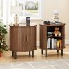 product-fancy-61e4583e-1a7a-4b49-b158-78f3486f2dc0 2pcs Mid-Century Modern End Table with Storage & Charging Station - Nightstand with Sliding Door Cabinet, Adjustable Shelf & Leg Pad, Compact Space-Saving Suitable for Small Spaces, Living Room, Bedroom - Assembly