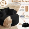 product-fancy-61e818ff-9784-45e8-abdd-d55302558101 55" Oversized Round Lounge Chair, Fabric Corduroy Deep Seat Cloud Sofa Chair, No Assembly Required | Upholstered Comfort Reading Recliner for Living Room, Bedroom, And Movie Viewing Room.