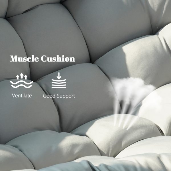 [Outdoor Rocking Chair] Outdoor Patio Rocking Chair, Oversized Papasan Rocking Chair for 2 with E-Coated Steel Frame And Thick Cushion