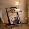 product-fancy-6236499b-d420-4dc0-8bcc-8c6feacb0671 Black Z-Shaped End Table Featuring a Glass Top And Magazine Holder, Perfect As a Retro Accent Table Or a Small Coffee Table with Storage for Your Living Room Or Bedroom