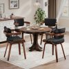 product-fancy-6288b3c7-b3b3-40bd-87d8-8e0935377714 Two Ergonomic Wooden Dining Chairs, Curved Bentwood Backrest And Seat, High-Density Foam Cushion, Modern Semi-Armrest Kitchen Chair