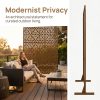 product-fancy-628d7ec8-4ce0-40cc-8678-bc7a9aa25b9e Walnut Brown Metal Privacy Screen 76"X48" Freestanding, Premium Indoor Outdoor Decorative Fence Panel Divider for Deck Balcony Patio Backyard Lawn Garden Pool Yard Porch Front Yard Bedroom Living Room Office Studio Entryway Hallway Decorative Fence