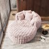 product-fancy-62b235e3-f4ee-44f5-bbd2-44874eb707a5 Oversized Chaise Lounge Chair Indoor with Ottoman 55" W X 75" L Round Reading Chair Plush Faux Fur Corduroy Cloud Circle Boneless Chair with 5 Pillows for Living Room
