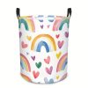 product-fancy-62c35fb0-207f-4b51-a6fb-1c4738dcdba0 1pc Rainbow & Hearts Design S Laundry Basket - with Sturdy Handles, Country Style Organizer for Bedroom, Bathroom, Laundry Room Accessories, Bedroom Organizer
