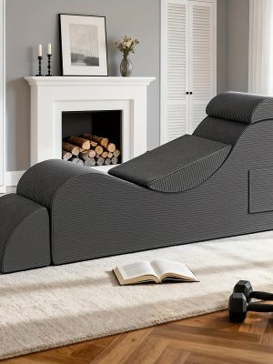Yoga Chair Lounge for Adult, Ergonomic Chaise Lounge Chair with Side Pocket, Headrest, Waist Pad, Ottoman, Perfect for Stretching, Massage, And Relaxation, Used In Living Room, Bedroom, Lazy Sofa, Gaming Sofa