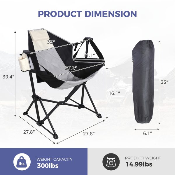 product-fancy-633f57c0-2282-4ec0-b855-a6fc3a18322c 2 Rocking Camping Chairs with Cup Holders, Hammock Chair, Folding Rocking Chair, Outdoor Lounge Chair, Portable Fishing Chair, Patio Leisure Chair, Heavy Duty Folding Chair Suitable for Patio, Outdoor, Camping, Travel