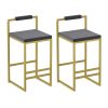 product-fancy-63d72abe-815f-46ad-ae1c-9bc52fbe07a4 Set Of 2 Modern Oriental Style Bar Stools, Velvet Upholstered Counter Height Chairs with Backrest & Footrest, Golden Metal Frame Kitchen Island Dining Stools, Multi-Color & Multi-Finish New Asian Aesthetic
