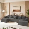 product-fancy-63e2c3c7-e94b-4050-8004-2062e9249c24 131'' Modular Sectional Couch, U-shaped Sofa, Chaise Lounge, Striped Fabric, Upholstered 4 Seater Couch for Living Room, Bedroom, Free Combination Sofa (Corduroy), Gray
