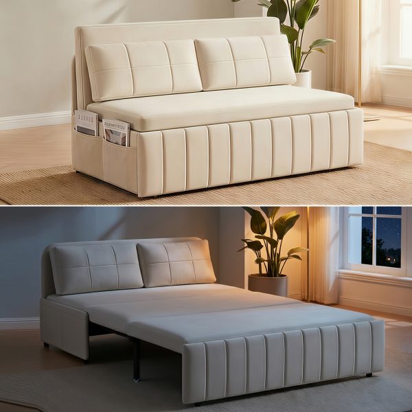 product-fancy-63e37af9-3aff-412e-a40e-49f12dde1178 3in 1 Convertible Queen Sofa Bed, Pull Out Sleeper Couch, Armless Loveseat for Small Spaces