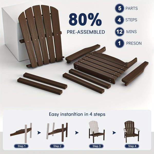product-fancy-63effb25-f1bc-4b1b-8d1a-5e0ac76a3a1b Adirondack Chair, Space-Saving Stackable Design, HDPE Material Wood Grain Finish, Ergonomic Slight Tilt, Perfect for Patio Backyard Deck & Fire Pit, Dining Chair Size