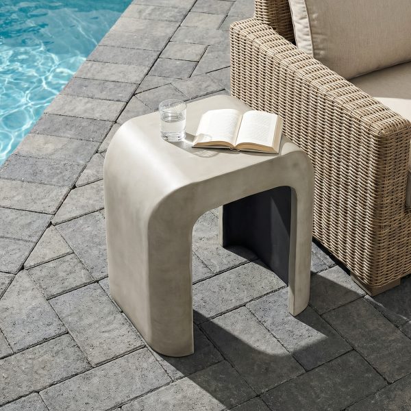 product-fancy-6418d5c2-7338-4b77-9aba-cb9c9bb07837 17.7" U-Shaped Magnesium Oxide Side Table, Modern Curved End Table In Grey Or White - Sculptural Accent Table For Living Room, Bedroom, Balcony - Plant Stand, Nightstand