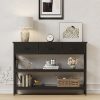 product-fancy-64197666-c957-4412-9414-f5022546c465 3-Tier Console Table with Charging Station (2 AC Outlets + 2 USB Ports) - Hardwood Entryway Sofa Table with 3 Breathable Fabric Drawers & Open Shelves, Adjustable Feet, Modern Rustic Design for Narrow Spaces, Living Room, Hallway