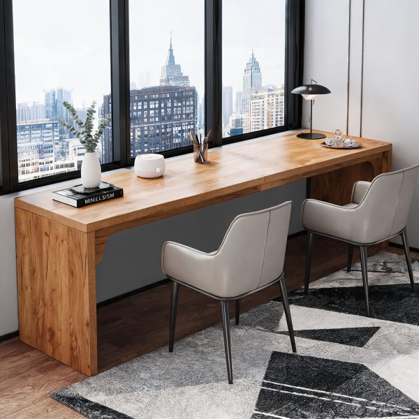 product-fancy-641ff551-55eb-4e43-8c61-c03bd75e3d34 Wooden Extra Long Desk Double Desk Workstation, 78.7 Inches Long Computer Desk, 2 Person Desk for Home Office, Large Writing Desk for 2 People, Ladder Racks, Storage And Organization