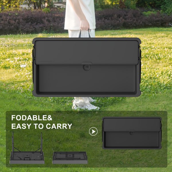 product-fancy-64371711-c50f-4445-a1df-2c141c694f33 Double-Layer Cooler Table with Drain And Storage Rack, Portable Folding Ice Cooler Table with Matching Skirt for Picnic, Party, Outdoor Events, Camping, Wedding, 40.5 X 39.3 X 22.04 Inches